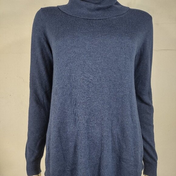 Magaschoni dark blue Turtleneck lightweight pullover sweater ladies Medium - Picture 1 of 6